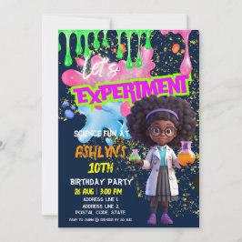 Curly-haarige Girl Scientist Fun Science Geburtsta Einladung