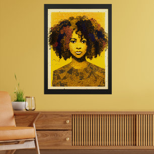 Curly Hair American Woman Collage Poster