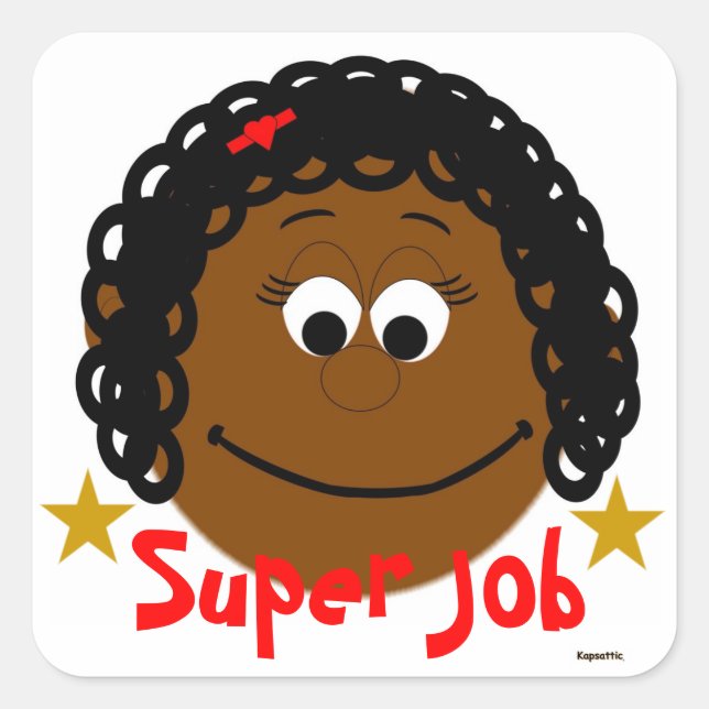 Curly Hair Ethnic Girl Super Job Sticker (Vorderseite)