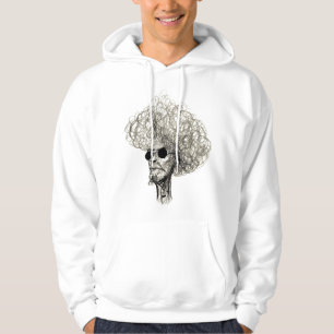 Curly Hair Man mit schwarzer Sonnenbrille Hoodie
