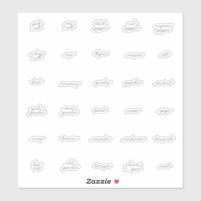 Curly Herb- und Gewürzmarken Aufkleber (Blatt)