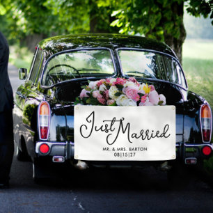 Curly Just Married Car Banner