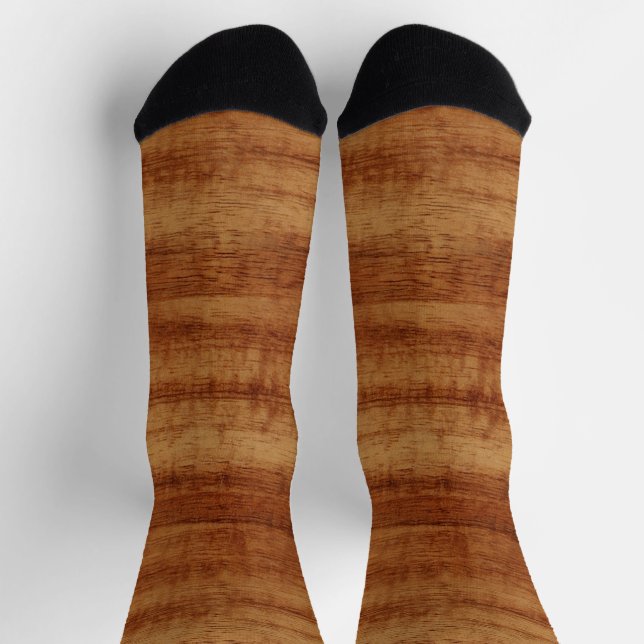Curly Koa Acacia Holz Grain Look Socken (Oben)