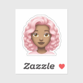 Curly Pink-Hair Emoji Aufkleber