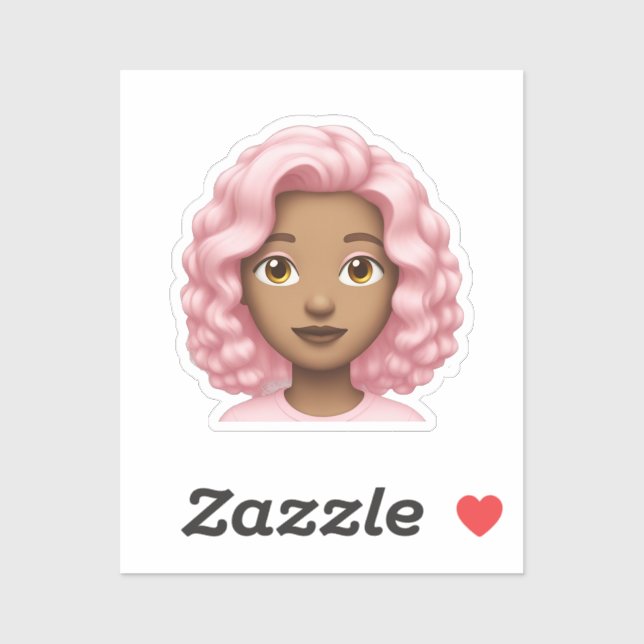 Curly Pink-Hair Emoji Aufkleber (Blatt)