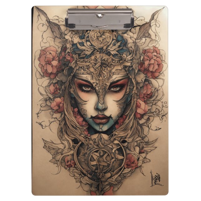 "Curly Princess Woman Clipboard" Klemmbrett (Vorderseite)