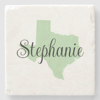 Curly Script Name Pale Green Texas Steinuntersetzer