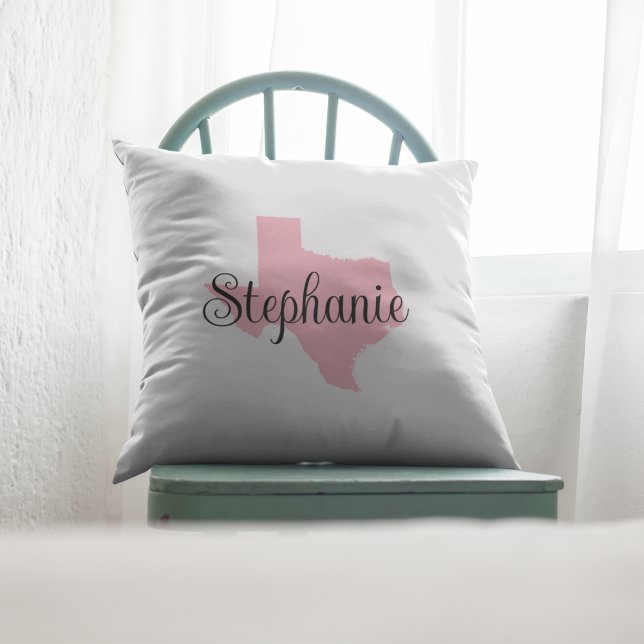 Curly Script Name Pink Texas Kissen (Curly Script Name Pink Texas Throw Pillow)