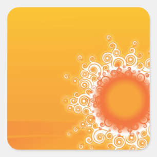 Curly Sunshine Customizable Design Quadratischer Aufkleber
