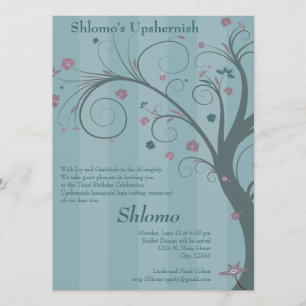 Curly Tree - blaue Einladung