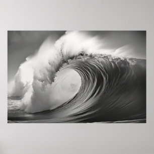 Curly Wave Ocean Force Nature Seascape Poster