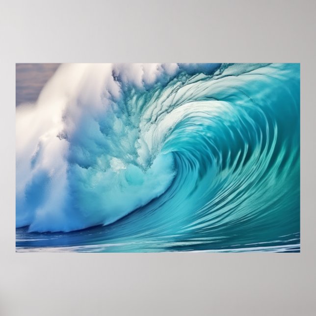 Curly Wave Ocean Force Nature Seascape Poster (Vorne)