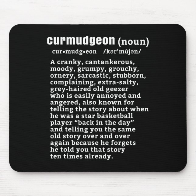 Curmudgeon (Bysketbyll-Version) Spaß Senior Citize Mousepad (Vorne)