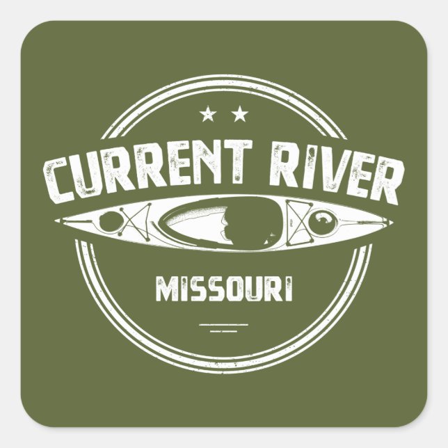 Current River Missouri Kayaking Quadratischer Aufkleber (Vorderseite)