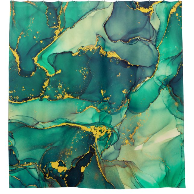 Currents of translucent hues, snaking metallic swi duschvorhang (Vorderseite)