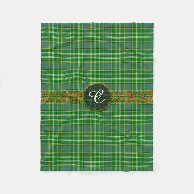 Currie Tartan und Monogramm Fleecedecke (Vorderseite)