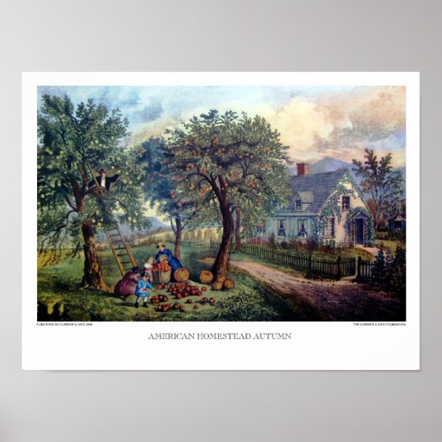 Currier & Ives: Autumn Amerikanische Homestead Poster (Vorne)