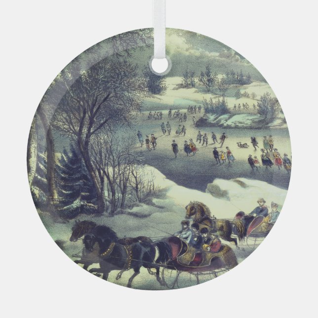 Currier & Ives' Central Park im Winter Ornament Aus Glas (Vorderseite)
