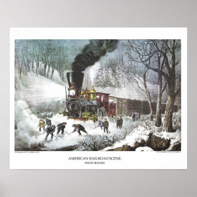 Currier & Ives Lithograph: Amerikanische Eisenbahn Poster (Vorne)