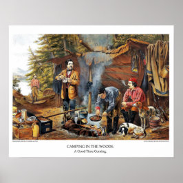 Currier & Ives Lithograph: Camping im Wald Poster