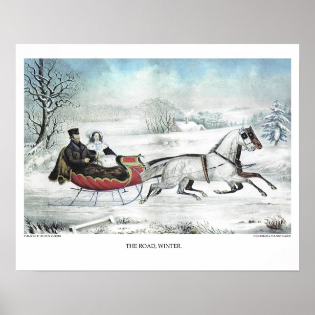 Currier & Ives Lithograph: DIE STRASSE, DER WINTER Poster (Vorne)