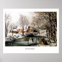 Currier & Ives Lithograph: Winter Pastime