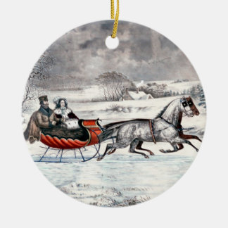 Currier u. Ives - Verzierung - die Straße, Winter Keramikornament