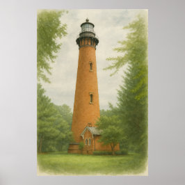 Currituck Beach Leuchtturm Aquarell Poster