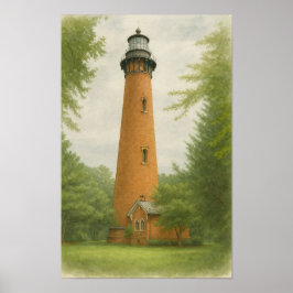 Currituck Beach Leuchtturm Aquarell Poster