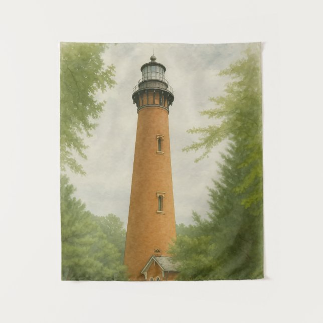 Currituck Beach Leuchtturm Aquarell Wandteppich (Vorderseite)