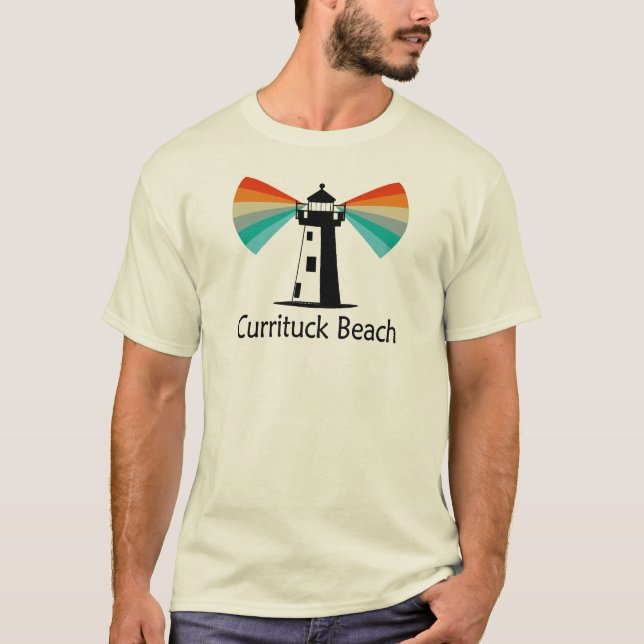 Currituck Beach Leuchtturm Regenbogen T-Shirt (Vorderseite)