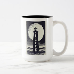 Currituck Beach Lighthouse Moon Zweifarbige Tasse