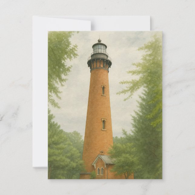 Currituck Beach Lighthouse Wassercolor Mitteilungskarte (Vorderseite)