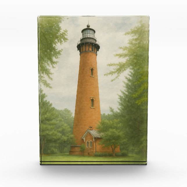 Currituck Beach Lighthouse Watercolor Fotoblock (Vorderseite)