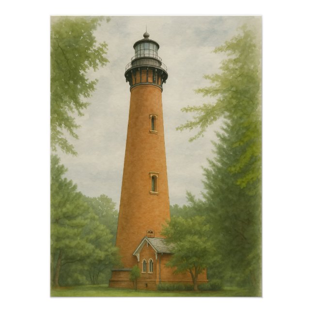 Currituck Beach Lighthouse Watercolor Poster (Vorderseite)