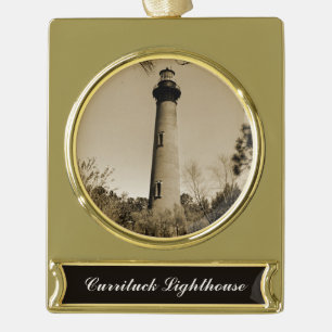 Currituck-Leuchtturm Banner-Ornament Gold