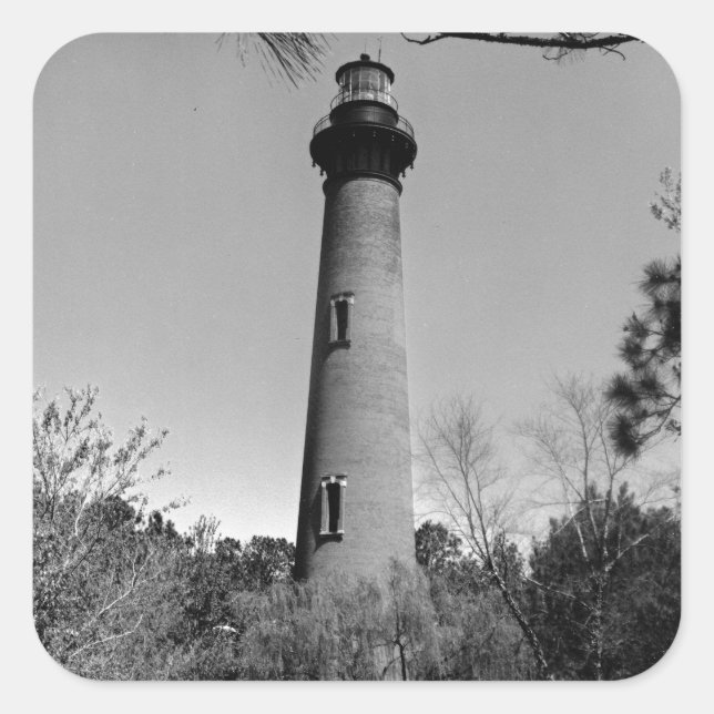 Currituck-Leuchtturm Quadratischer Aufkleber (Vorderseite)