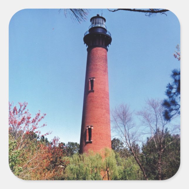 Currituck-Leuchtturm Quadratischer Aufkleber (Vorderseite)