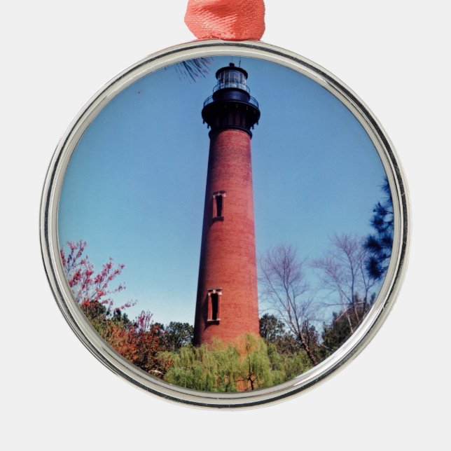 Currituck Leuchtturm Silbernes Ornament (Vorne)