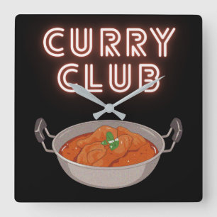 Curry Club Quadratische Wanduhr