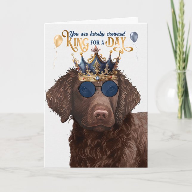 Curry Coated Retriever King for Day Funny Birthday Karte (Vorderseite)