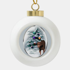 Curry Coated Retriever Weihnachten Keramik Kugel-Ornament