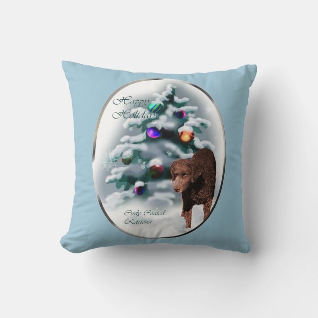 Curry Coated Retriever Weihnachten Kissen (Vorderseite)