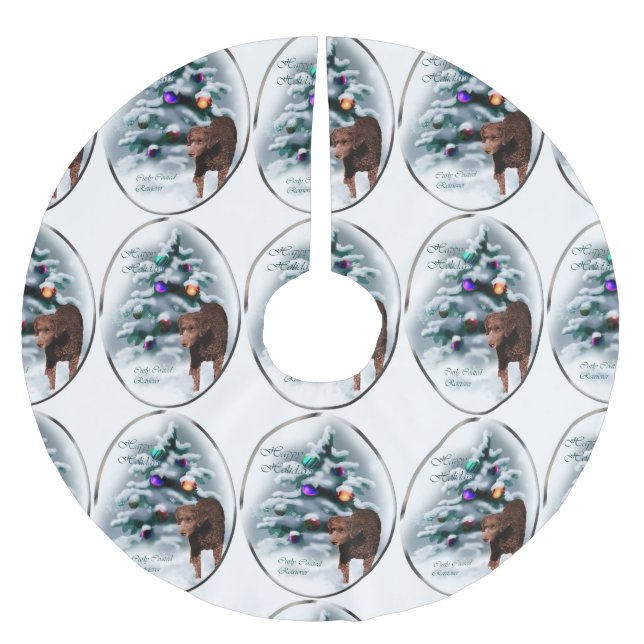 Curry Coated Retriever Weihnachten Polyester Weihnachtsbaumdecke (Vorderseite)