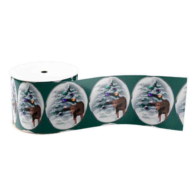 Curry Coated Retriever Weihnachten Ripsband (Spule)