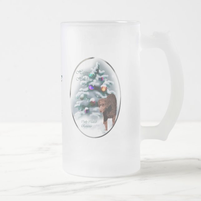 Curry Coated Retriever Weihnachtsgeschenke Mattglas Bierglas (Rechts)