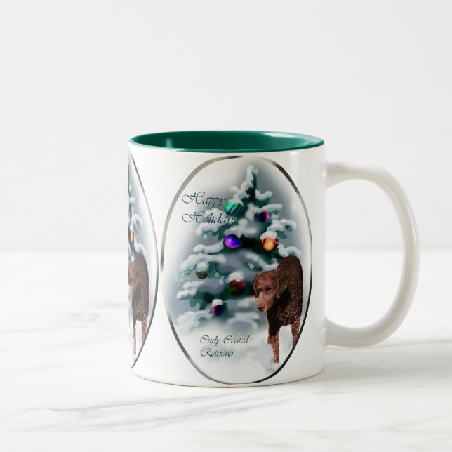 Curry Coated Retriever Weihnachtsgeschenke Zweifarbige Tasse (Rechts)