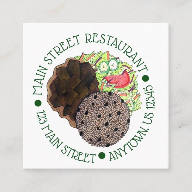 Curry Goat Rice and Peas Jamaican Food Restaurant Quadratische Visitenkarte (Vorderseite)