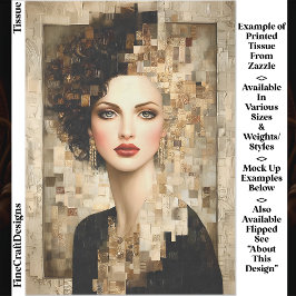 Curry-Haare-Frau, Mosaikportrait EB8R-Decoupage Seidenpapier