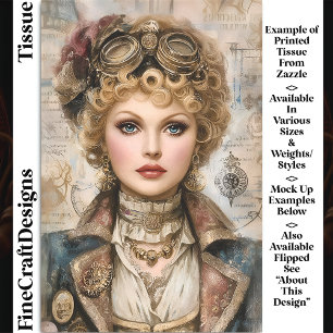 Curry Hair Steampunk Woman Collage DM1L Decoupage Seidenpapier